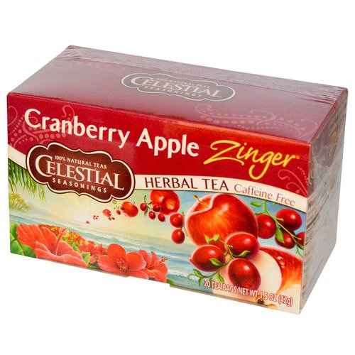 Celestial Seasonings, Herbal Tea, Cranberry Apple Zinger, Caffeine Free, 20 Tea Bags, 1.5 oz (42 g) فوائد