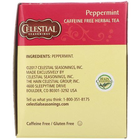 Celestial Seasonings, Herbal Tea, Peppermint, Caffeine Free, 20 Tea Bags, 1.1 oz (32 g):شاي الأعشاب, شاي النعناع