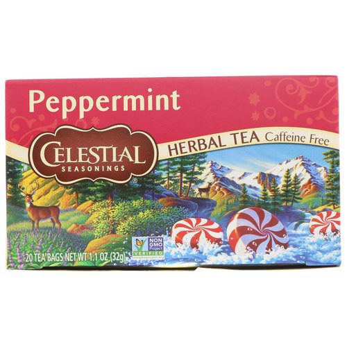 Celestial Seasonings, Herbal Tea, Peppermint, Caffeine Free, 20 Tea Bags, 1.1 oz (32 g) فوائد
