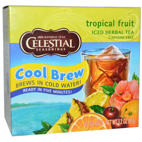 Celestial Seasonings, Iced Herbal Tea, Caffeine Free, Tropical Fruit, 40 Tea Bags, 3.2 oz (91 g) فوائد