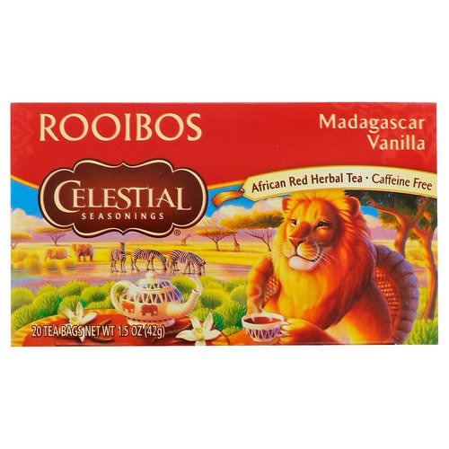 Celestial Seasonings, Rooibos Tea, Madagascar Vanilla, Caffeine Free, 20 Tea Bags, 1.5 oz (42 g) فوائد
