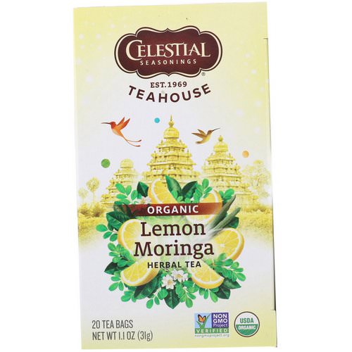Celestial Seasonings, Teahouse, Organic Herbal Tea, Lemon Moringa, 20 Tea Bags, 1.1 oz (31 g) فوائد