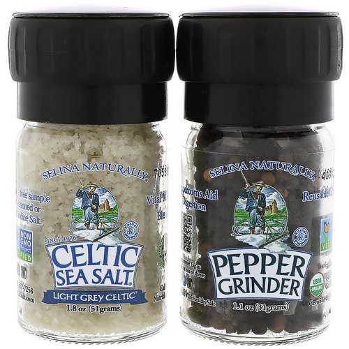 Celtic Sea Salt, Mini Mixed Grinder Set, Light Grey Celtic Salt & Pepper Grinder, 2.9 oz (82 g) فوائد
