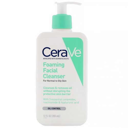 CeraVe, Foaming Facial Cleanser, For Normal to Oily Skin, 12 fl oz (355 ml) فوائد