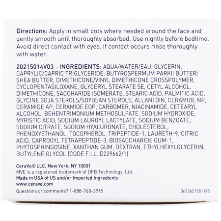 CeraVe Night Moisturizers Creams Peptides - الببتيدات, المرطبات الليلية, الكريمات, مرطبات ال,جه