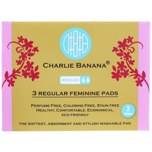 Charlie Banana, Regular Feminine Pads, White, 3 Pads + 1 Tote Bag فوائد