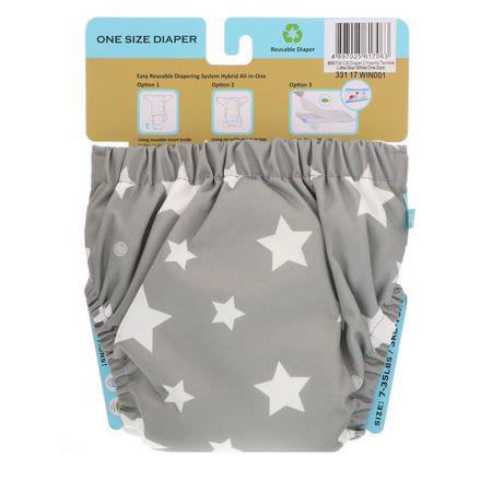 Charlie Banana, Reusable Diapering System, One Size, Twinkle Little Star White, 1 Diaper:ملابس, أطفال