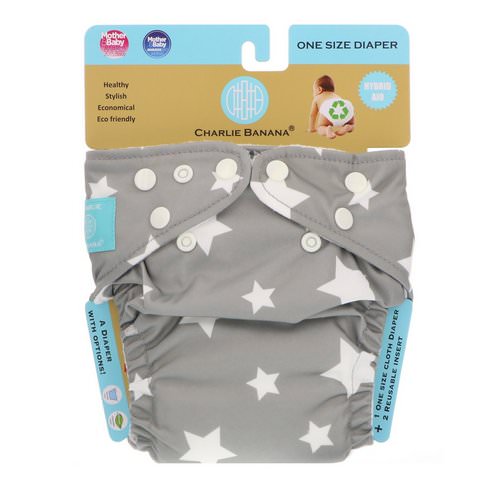 Charlie Banana, Reusable Diapering System, One Size, Twinkle Little Star White, 1 Diaper فوائد