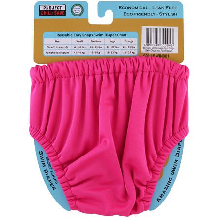 Charlie Banana, Reusable Easy Snaps Swim Diaper, Hot Pink, Medium, 1 Diaper:حفاضات قابلة لإعادة الاستخدام