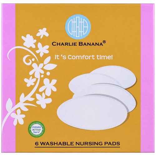 Charlie Banana, Washable Nursing Pads, White, 6 Pads فوائد