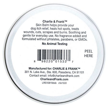 Charlie & Frank, Dog Skin Balm, 2 oz (56.6 g):معطف العناية, جلد الحي,انات الأليفة