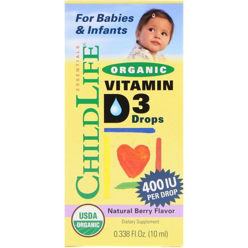 ChildLife, Organic Vitamin D3 Drops, Natural Berry Flavor, 400 IU, 0.338 fl oz (10 ml) فوائد