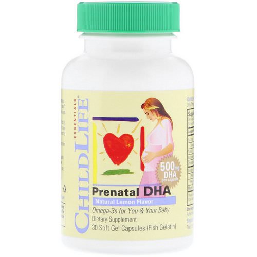 ChildLife, Prenatal DHA, Natural Lemon Flavor, 500 mg, 30 Soft Gel Capsules فوائد