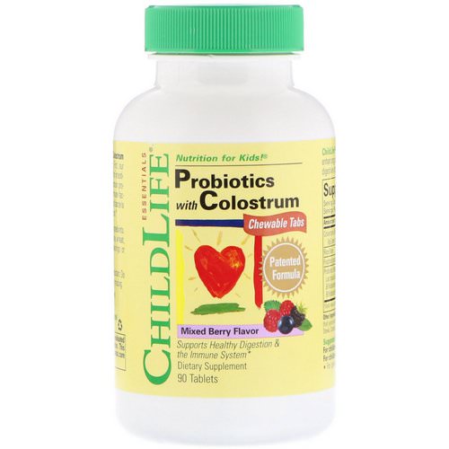ChildLife, Probiotics with Colostrum, Mixed Berry Flavor, 90 Chewable Tablets فوائد