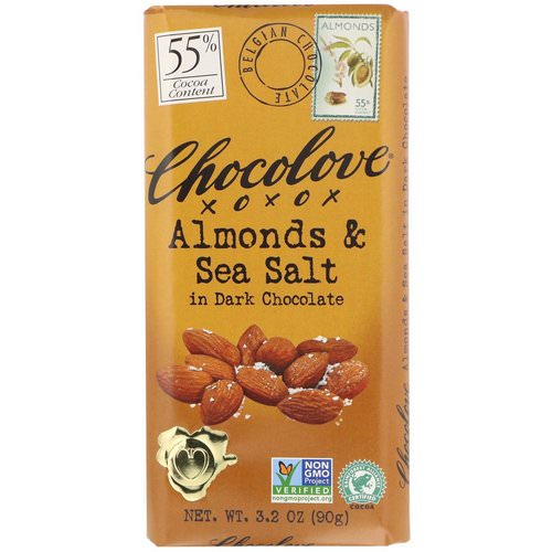 Chocolove, Almonds & Sea Salt in Dark Chocolate, 3.2 oz (90 g) فوائد