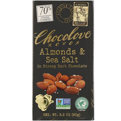 Chocolove, Almonds & Sea Salt in Strong Dark Chocolate, 3.2 oz (90 g) فوائد