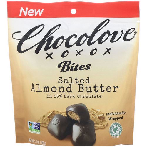 Chocolove, Bites, Salted Almond Butter in 55% Dark Chocolate, 3.5 oz (100 g) فوائد
