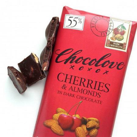 Chocolove, Cherries & Almonds in Dark Chocolate, 3.2 oz (90 g)