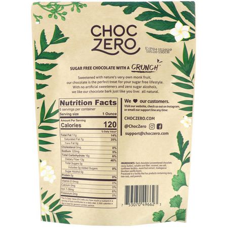 ChocZero Inc, Dark Chocolate With Sea Salt Keto Bark, Coconut, Sugar Free, 6 Bars, 1 oz Each:حل,ى, ش,ك,لاتة