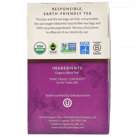 Choice Organic Teas, Organic, English Breakfast, Black Tea, 16 Tea Bags, 1.12 oz (32 g):شاي أس,د ,شاي إفطار إنجليزي