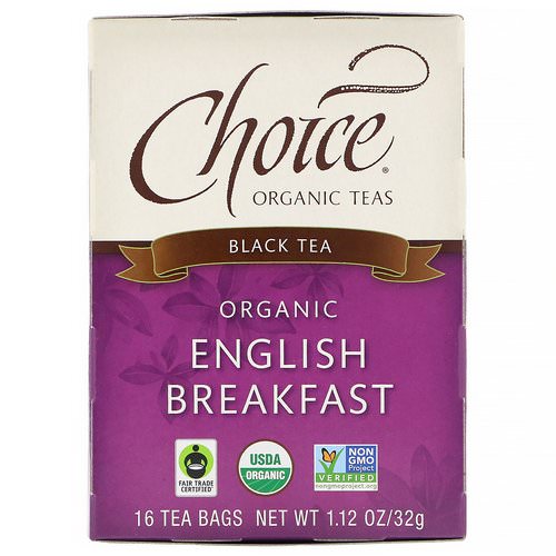 Choice Organic Teas, Organic, English Breakfast, Black Tea, 16 Tea Bags, 1.12 oz (32 g) فوائد