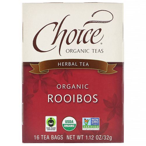Choice Organic Teas, Herbal Tea, Organic, Rooibos, Caffeine-Free, 16 Tea Bags, 1.12 oz (32 g) فوائد