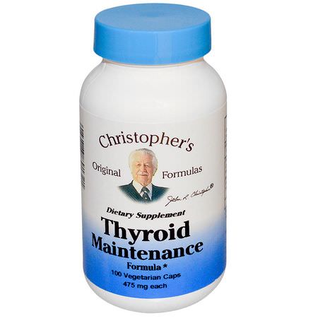 Christopher's Original Formulas, Thyroid Maintenance Formula, 475 mg, 100 Veggie Caps:الغدة الدرقية, المكملات الغذائية