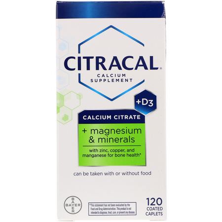 Citracal, Calcium Citrate, + Magnesium & Minerals, +D3, 120 Coated Caplets:Calcium Plus فيتامين د, الكالسي,م