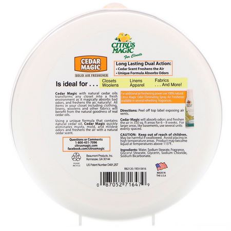 Citrus Magic, Cedar Magic, Solid Air Freshener, 8 oz (227 g):معطرات الأقمشة, اله,اء
