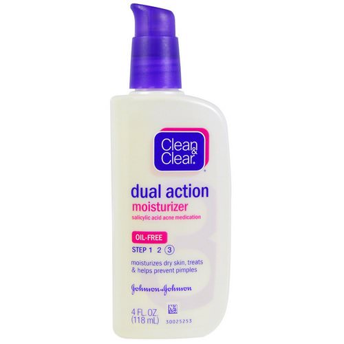 Clean & Clear, Dual Action Moisturizer, Salicylic Acid Acne Medication, 4 fl oz (118 ml) فوائد
