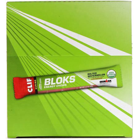 Clif Bar, Bloks Energy Chews, +2X Sodium, Salted Watermelon, 18 Packets, 2.12 oz (60 g) Each:مكملات ما قبل التمرين