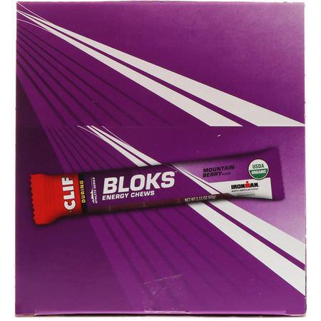 Clif Bar, Bloks Energy Chews, Mountain Berry Flavor, 18 Packets, 2.12 oz (60 g) Each:قضبان الطاقة, قضبان الرياضة