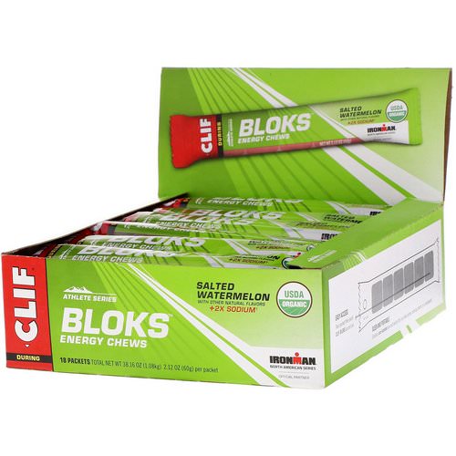 Clif Bar, Bloks Energy Chews, +2X Sodium, Salted Watermelon, 18 Packets, 2.12 oz (60 g) Each فوائد