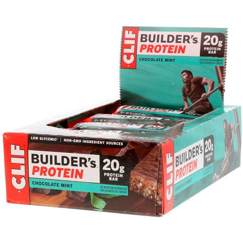 Clif Bar, Builder's Protein Bar, Chocolate Mint, 12 Bars, 2.40 oz (68 g) Each فوائد
