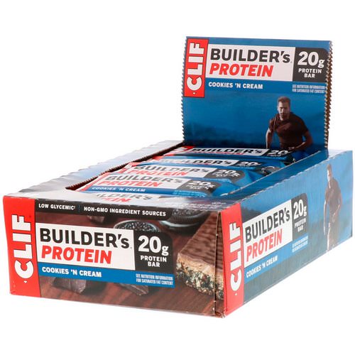 Clif Bar, Builder's Protein Bar, Cookies N' Cream, 12 Bars, 2.40 oz (68 g) Each فوائد