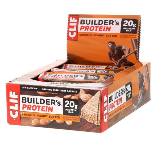 Clif Bar, Builder's Protein Bar, Crunchy Peanut Butter, 12 Bars, 2.4 oz (68 g) Each فوائد