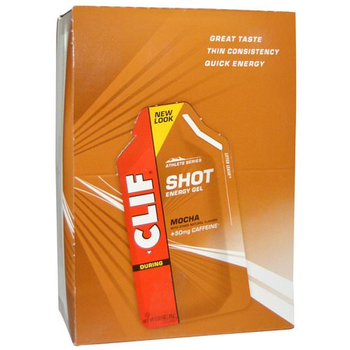 Clif Bar, Clif Shot Energy Gel, Mocha, +50 mg Caffeine, 24 Packets, 1.20 oz (34 g) Each فوائد