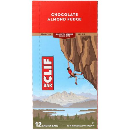Clif Bar, Energy Bar, Chocolate Almond Fudge, 12 Bars, 2.40 oz (68 g) Each:قضبان الطاقة, قضبان الرياضة