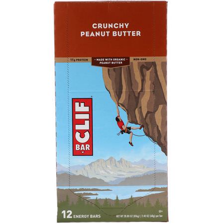 Clif Bar, Energy Bar, Crunchy Peanut Butter, 12 Bars, 2.40 oz (68 g) Each:قضبان الطاقة, قضبان الرياضة