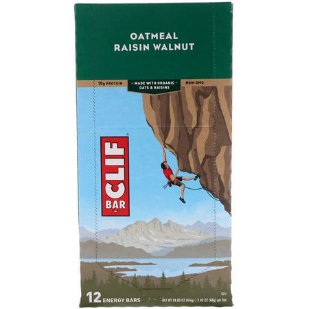 Clif Bar, Energy Bar, Oatmeal Raisin Walnut, 12 Bars, 2.40 oz (68 g) Each:قضبان الطاقة, قضبان الرياضة