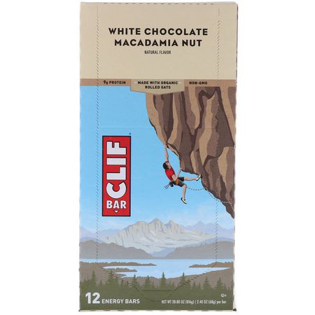Clif Bar, Energy Bar, White Chocolate Macadamia Nut, 12 Bars, 2.40 oz (68 g) Each:قضبان الطاقة, قضبان الرياضة