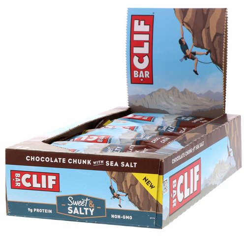Clif Bar, Energy Bars, Chocolate Chunk with Sea Salt, 12 Bars, 2.40 oz (68 g) Each فوائد