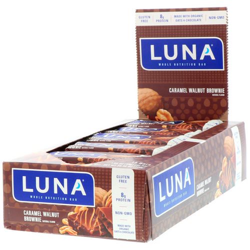 Clif Bar, Luna, Whole Nutrition Bar for Women, Caramel Walnut Brownie, 15 Bars, 1.69 oz (48 g) Each فوائد