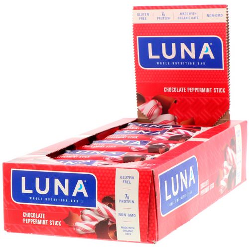 Clif Bar, Luna, Whole Nutrition Bar For Women, Chocolate Peppermint Stick, 15 Bars, 1.69 oz (48 g) Each فوائد