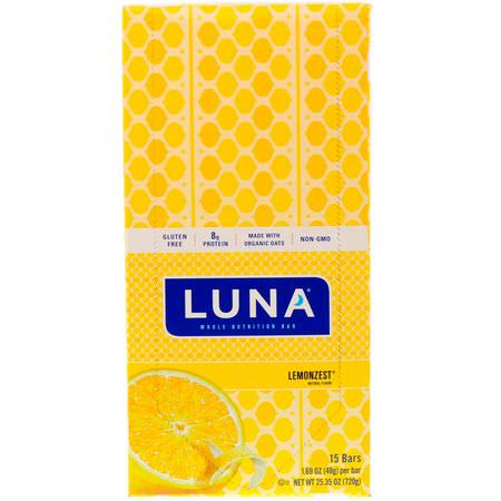 Clif Bar, Luna, Whole Nutrition Bar for Women, Lemonzest, 15 Bars, 1.69 oz (48 g) Each:أشرطة التغذية