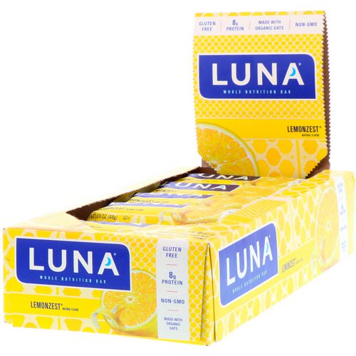 Clif Bar, Luna, Whole Nutrition Bar for Women, Lemonzest, 15 Bars, 1.69 oz (48 g) Each فوائد