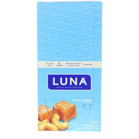 Clif Bar, Luna, Whole Nutrition Bar, Sea Salt Caramel, 15 Bars, 1.69 oz (48 g) Each:الحانات الغذائية