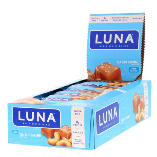 Clif Bar, Luna, Whole Nutrition Bar, Sea Salt Caramel, 15 Bars, 1.69 oz (48 g) Each فوائد