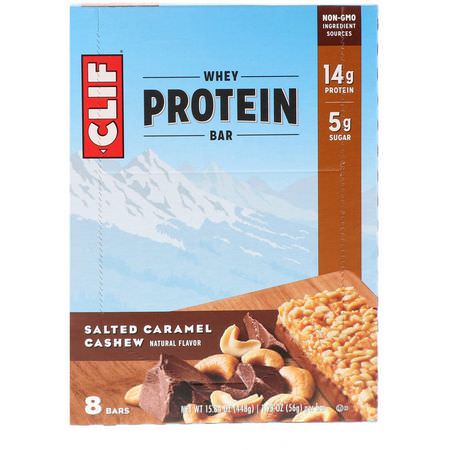 Clif Bar, Whey Protein Bar, Salted Caramel Cashew, 8 Bars, 1.98 oz (56 g) Each:أشرطة بر,تين مصل, أشرطة البر,تين
