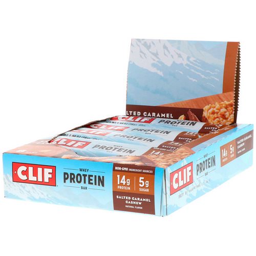 Clif Bar, Whey Protein Bar, Salted Caramel Cashew, 8 Bars, 1.98 oz (56 g) Each فوائد